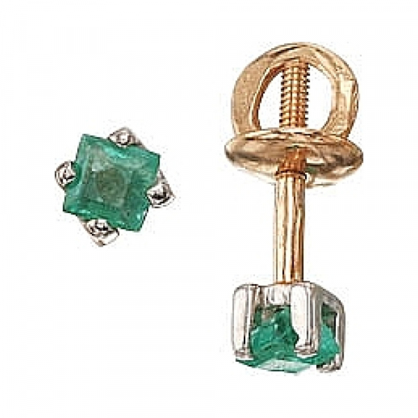 Пуссеты с изумрудом № 25607