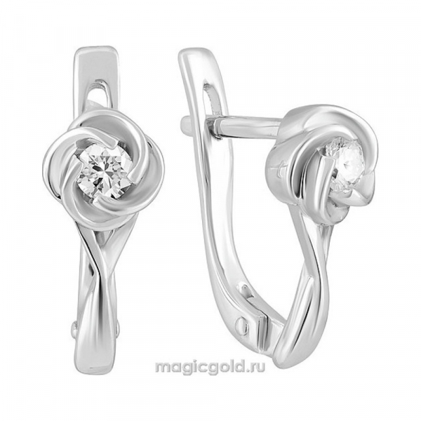 Золотые серьги с бриллиантом № 161401
