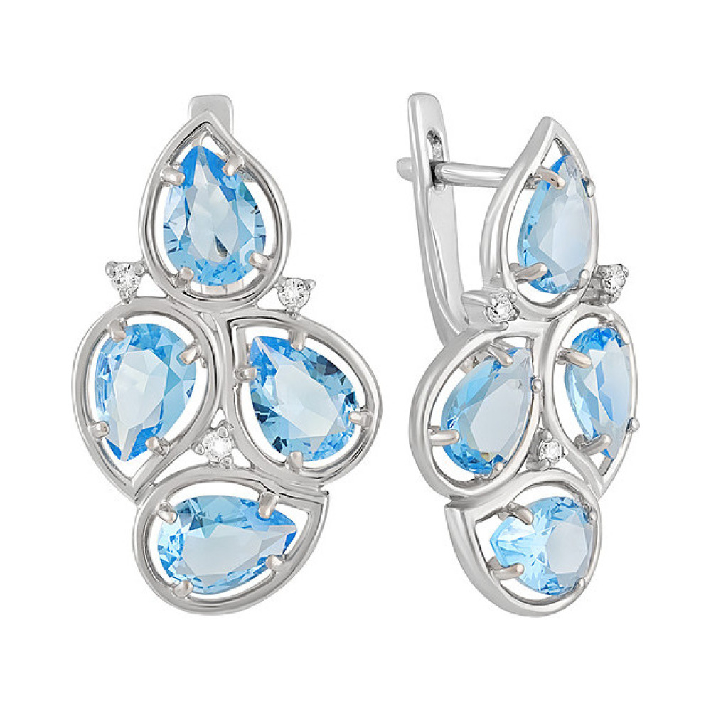 Серебряные серьги с алпанитом и фианитом № 133850