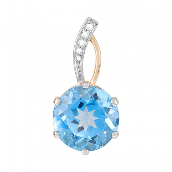 Золотая подвеска с топазом и фианитом № 77439