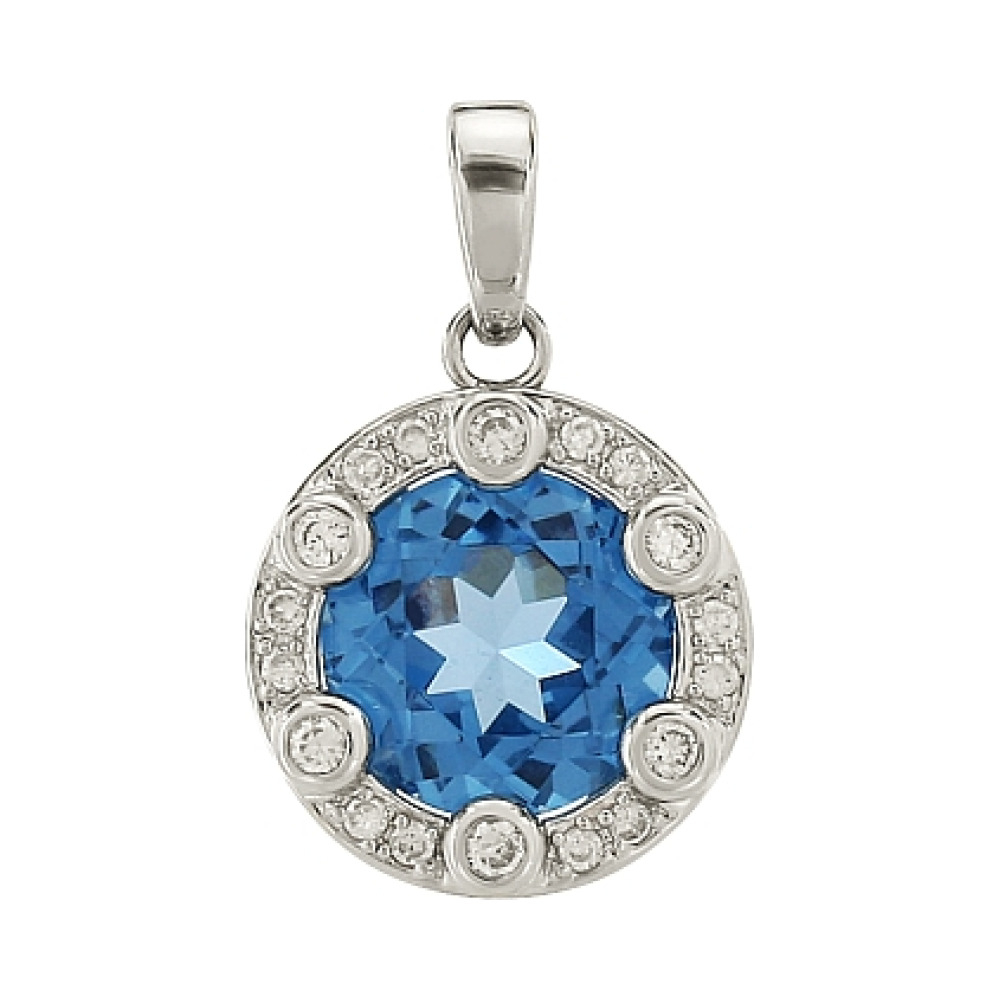 Серебряная подвеска с фианитом и имитац.шпинели № 30808