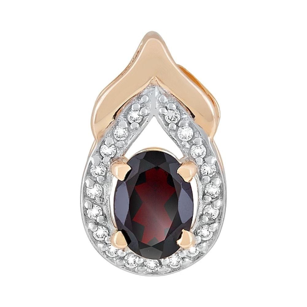 Золотая подвеска с гранатом и фианитом № 118253