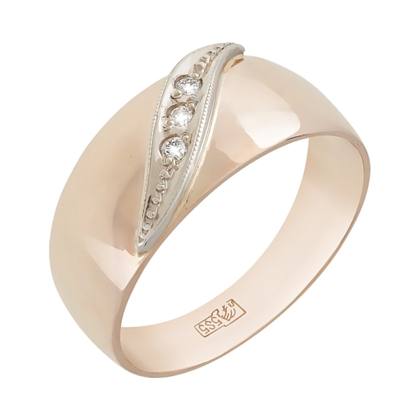 Золотое кольцо с бриллиантом чалма № 4462