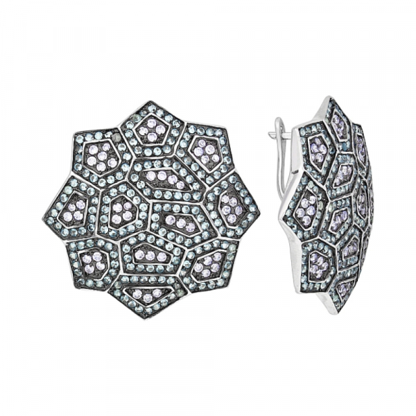 Серебряные серьги с фианитом № 118356