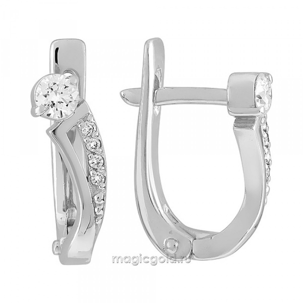 Золотые серьги с бриллиантом № 115721