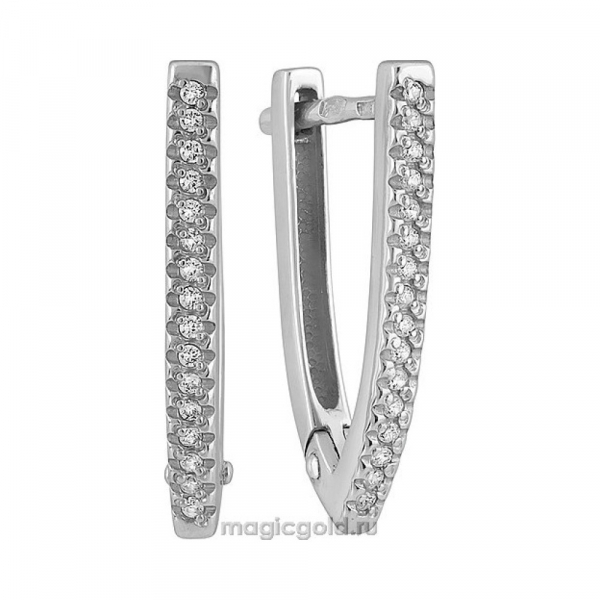 Серебряные серьги с фианитом № 134152