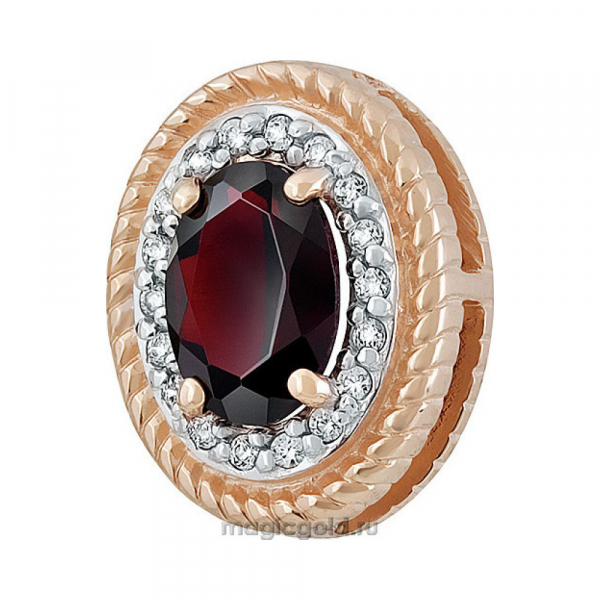 Золотая подвеска с гранатом и фианитом № 135524