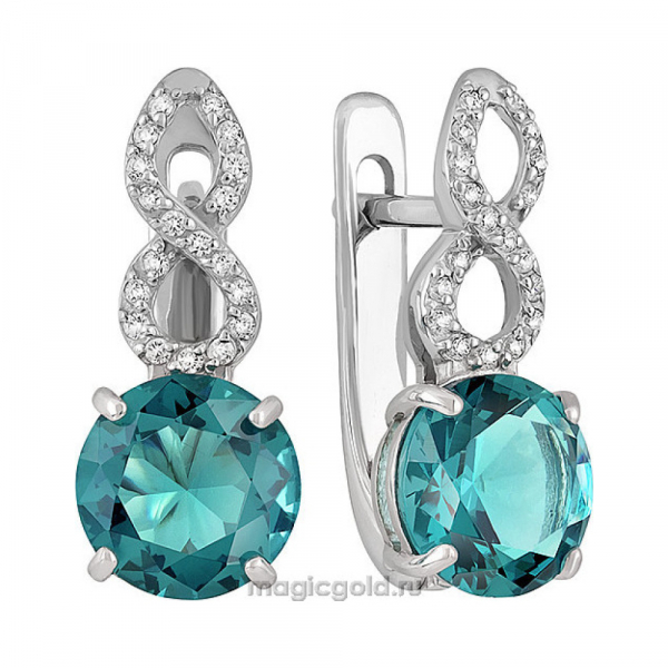 Серебряные серьги с фианитом № 114268