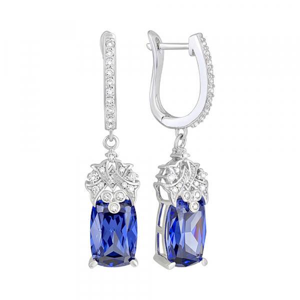 Серебряные серьги с фианитами № 127757