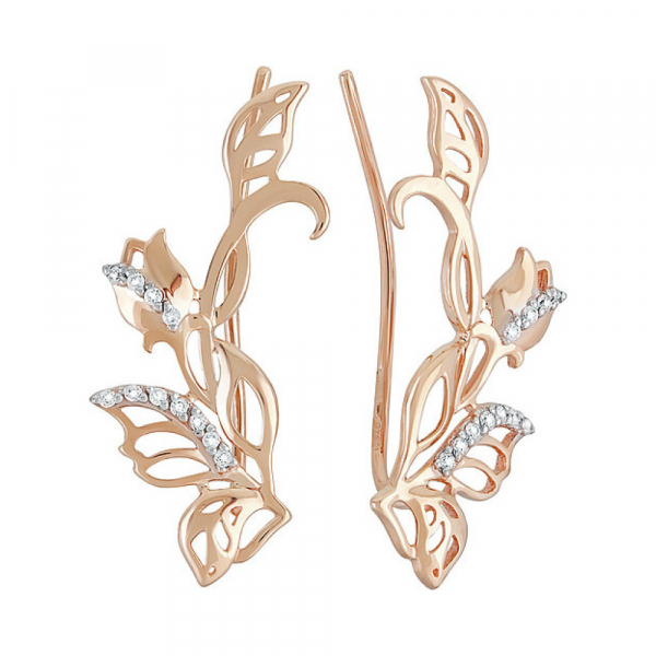 Золотые серьги с фианитом № 137286