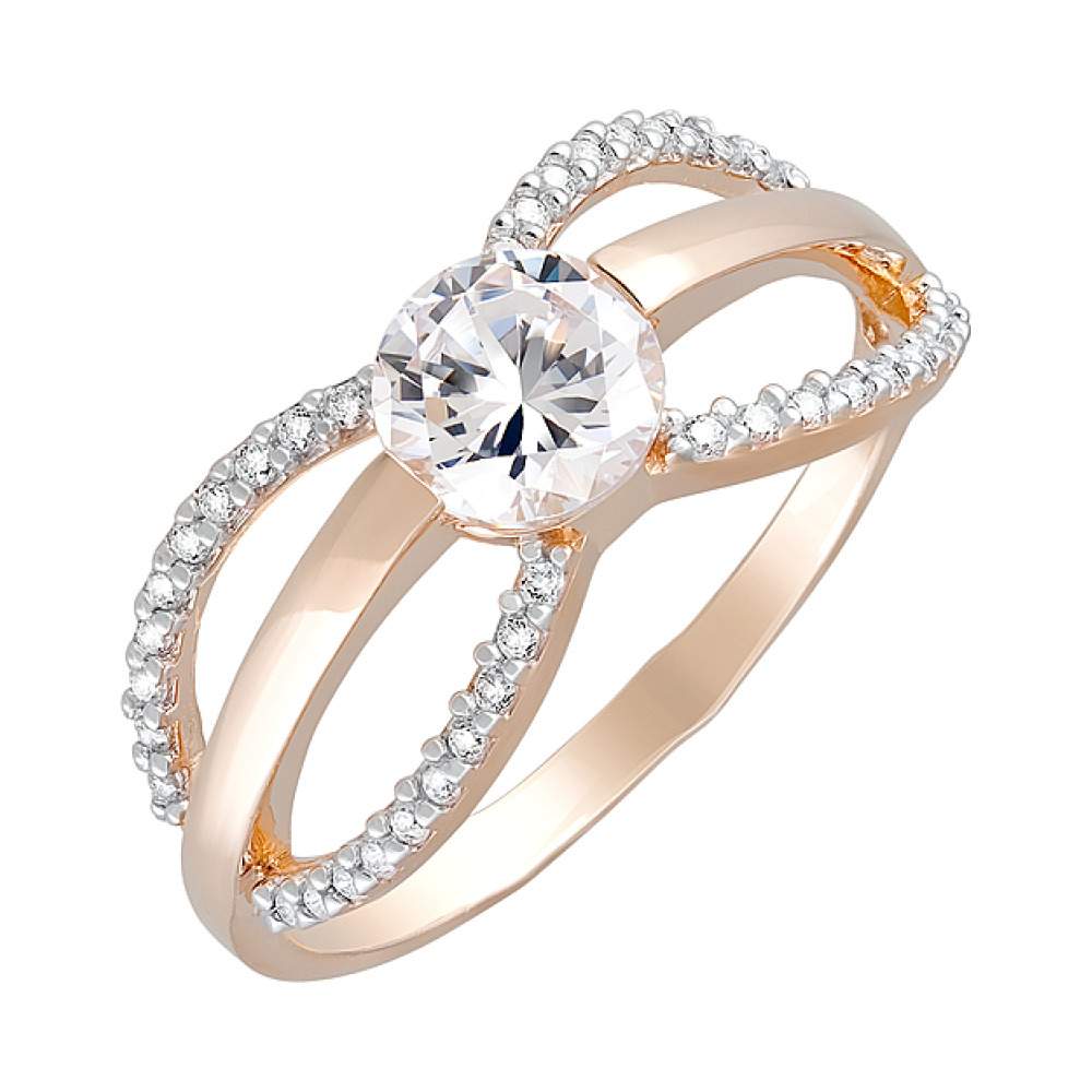 Золотое кольцо с фианитами № 124729