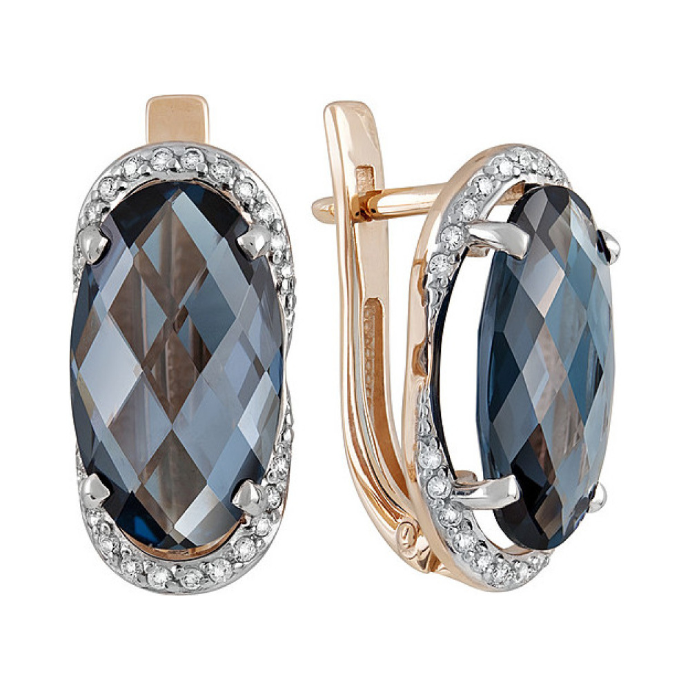 Золотые серьги с топазом и фианитом № 131880