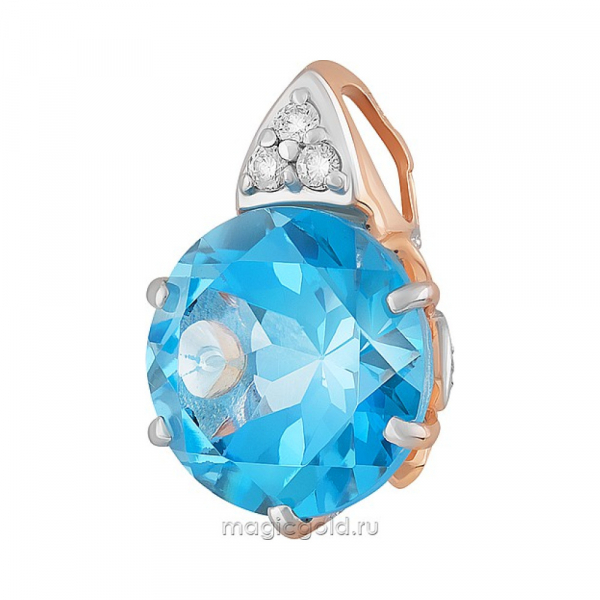 Золотая подвеска с топазом и фианитом № 164222