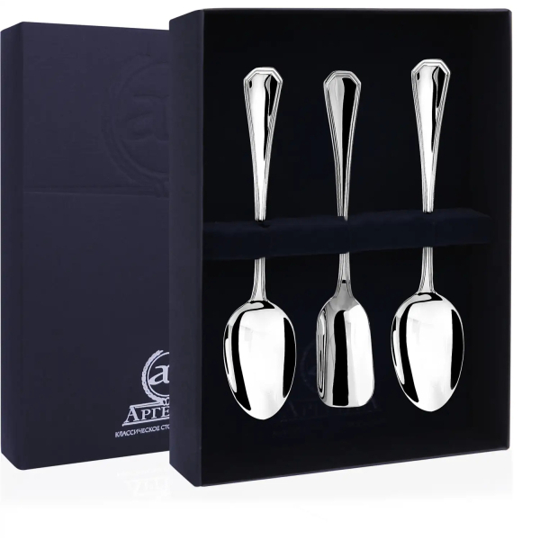 Набор чайный Элегант: 2 чайных ложки, совок для сахара из серебра 925 пробы