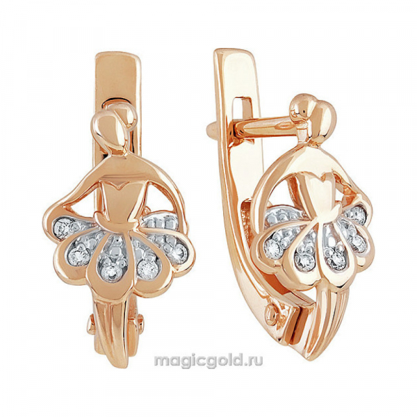 Золотые серьги с фианитом № 140662