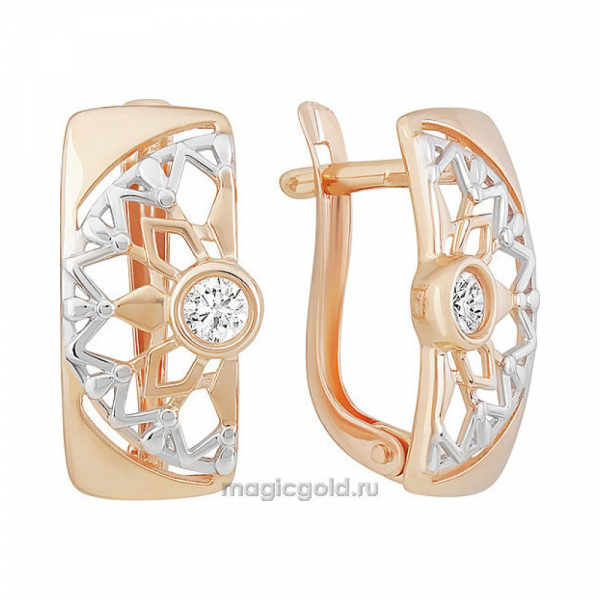 Золотые серьги с фианитом № 155858