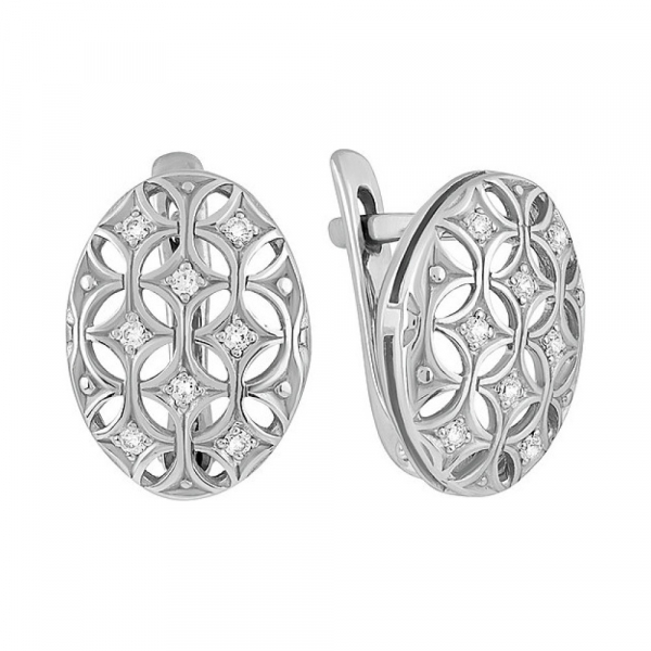 Серебряные серьги с фианитом № 134147