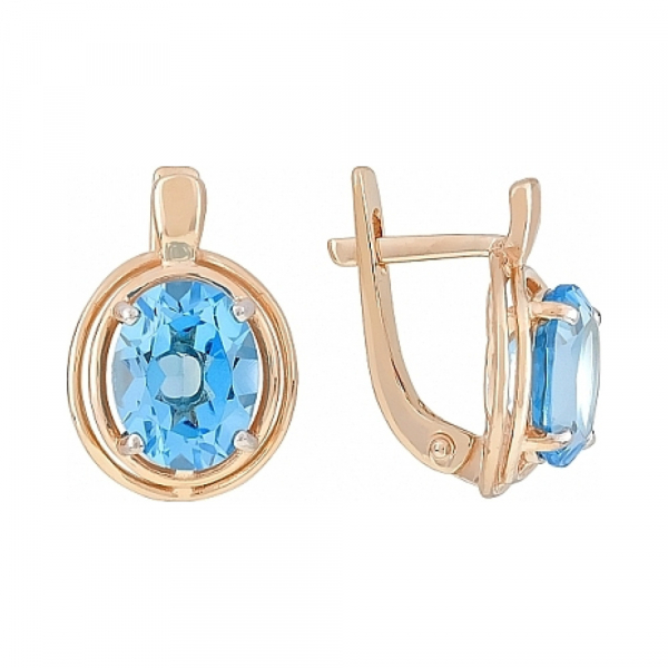 Золотые серьги с топазом № 110664