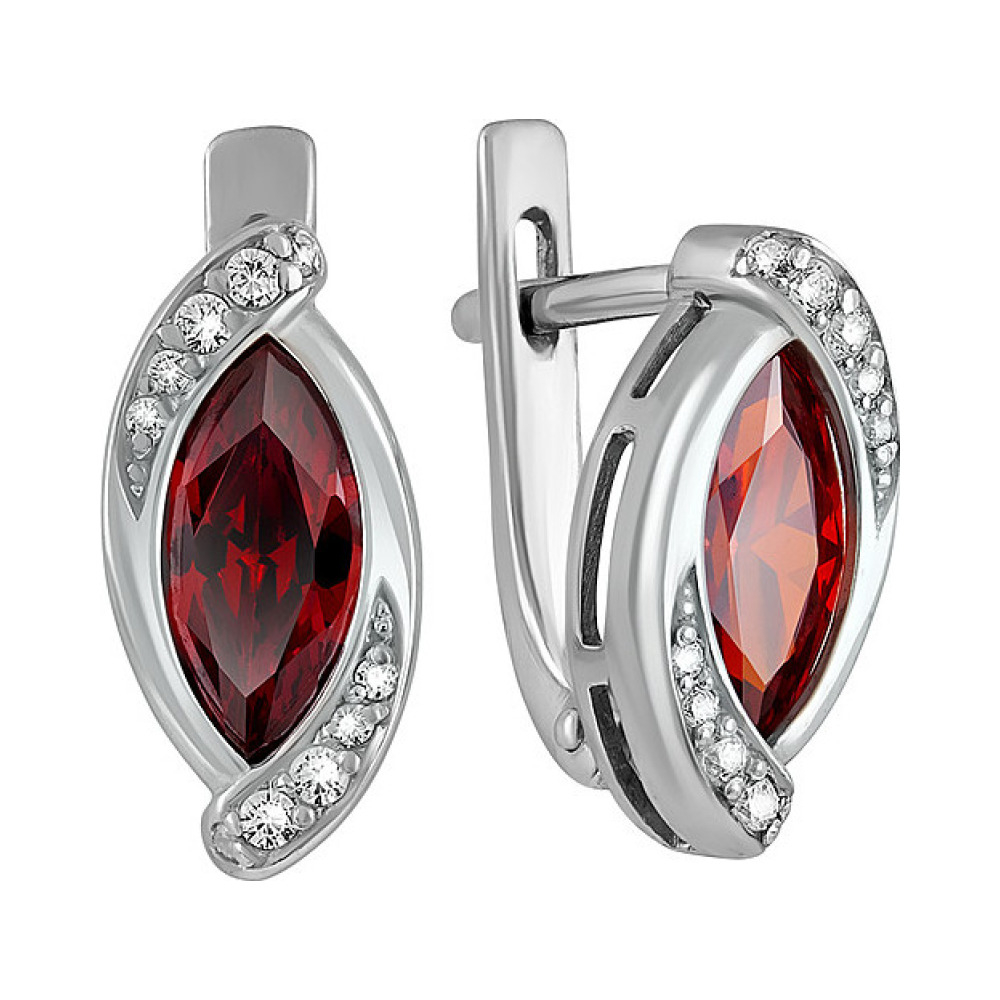 Серебряные серьги с фианитом № 132980