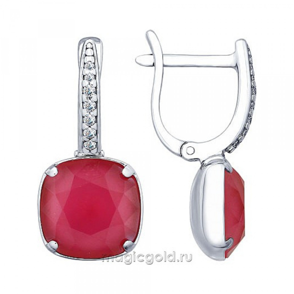 Серебряные серьги с кристаллом swarovski и фианитом № 161693