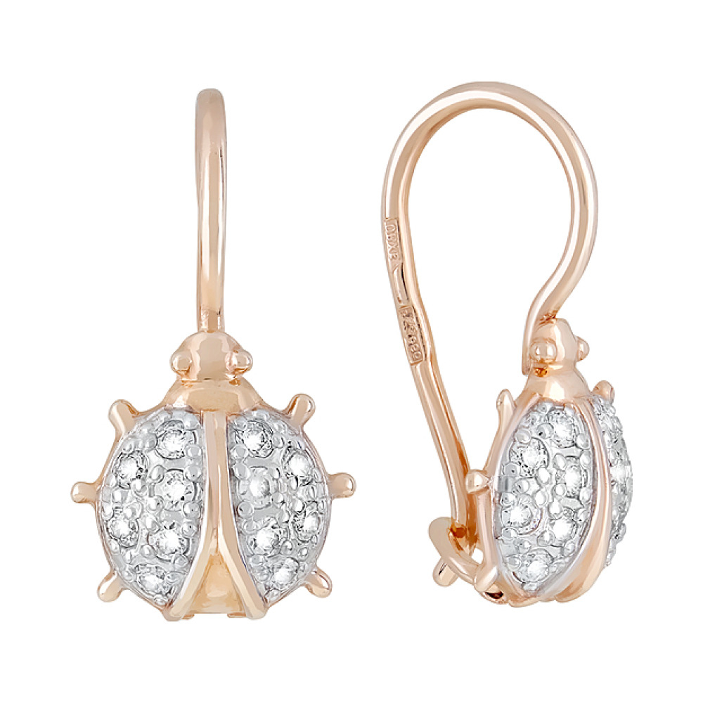 Золотые серьги с фианитами № 102063