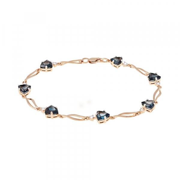 Золотой браслет с топазом и фианитом № 117514