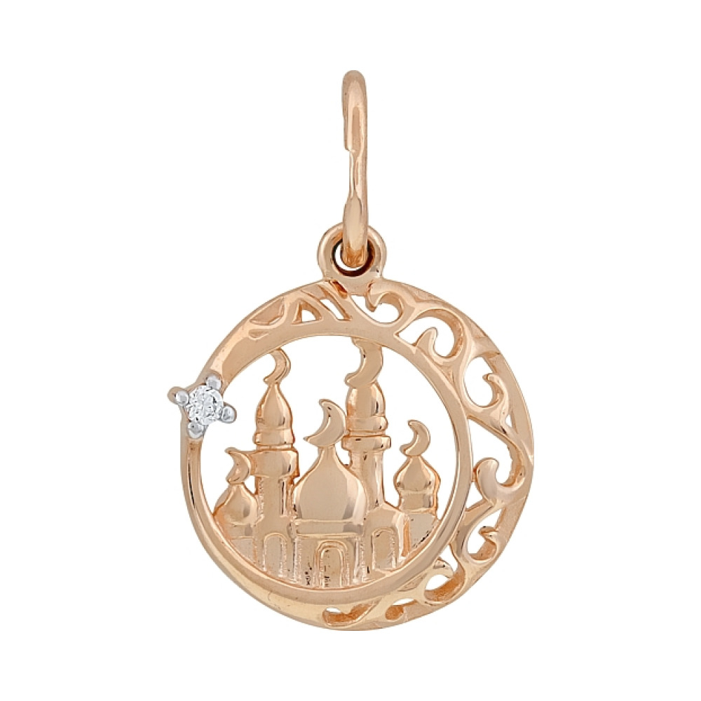 Золотая подвеска с фианитом № 115655