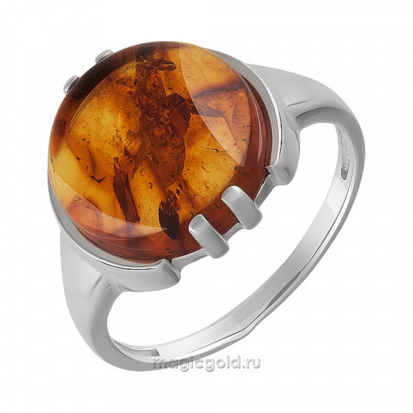 Серебряное кольцо с янтарем № 151416