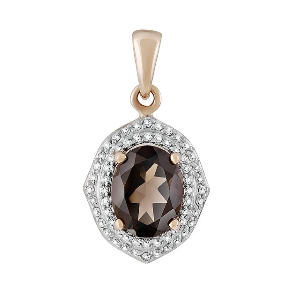 Золотая подвеска с раухтопазом и фианитом № 131767