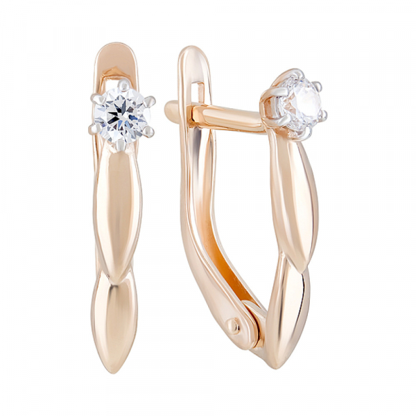 Золотые серьги с фианитом № 124289