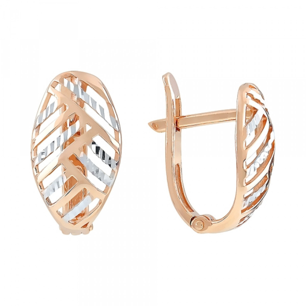 Золотые серьги без камня с алмазкой № 112366