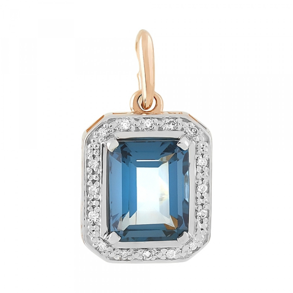 Золотая подвеска с топазом и фианитом № 110944