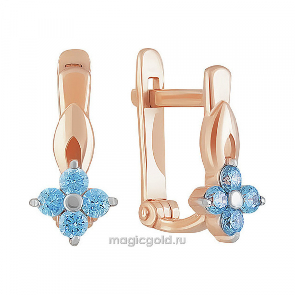Золотые серьги с фианитом № 163227