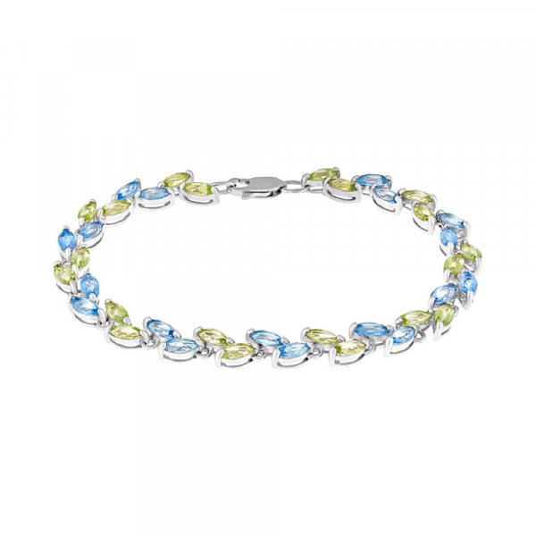 Серебряный браслет с полудраг. вставками № 123872