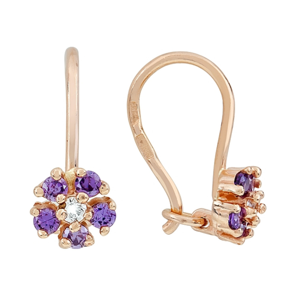 Золотые серьги с фианитом № 116739