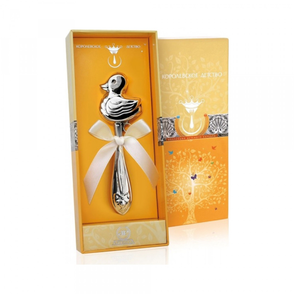 Серебряная погремушка «Утка»