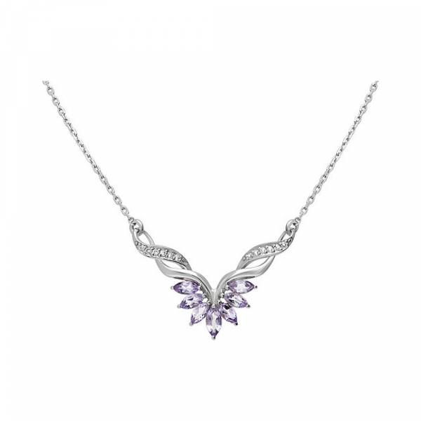 Серебряное колье с аметистом и фианитом № 133202