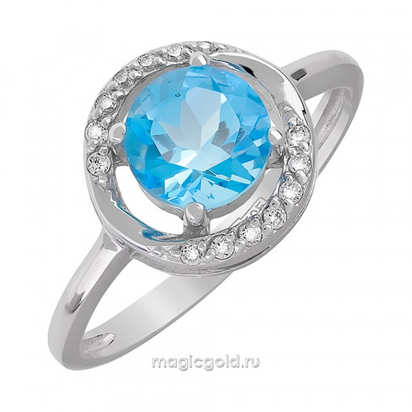 Золотое кольцо с топазом и фианитом № 117916