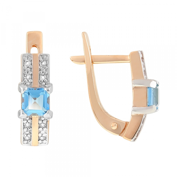 Золотые серьги с топазом и фианитом № 85035