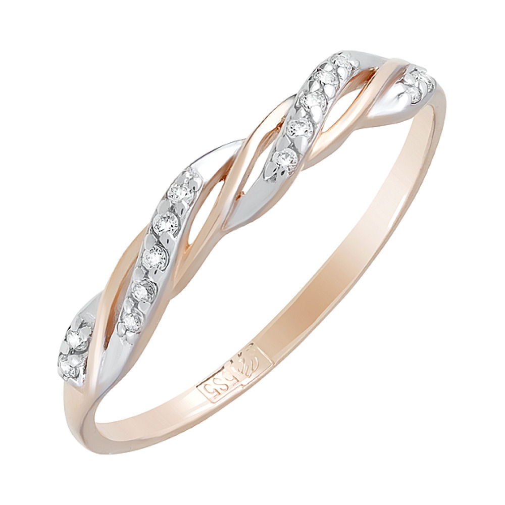 Золотое кольцо с фианитами № 124195