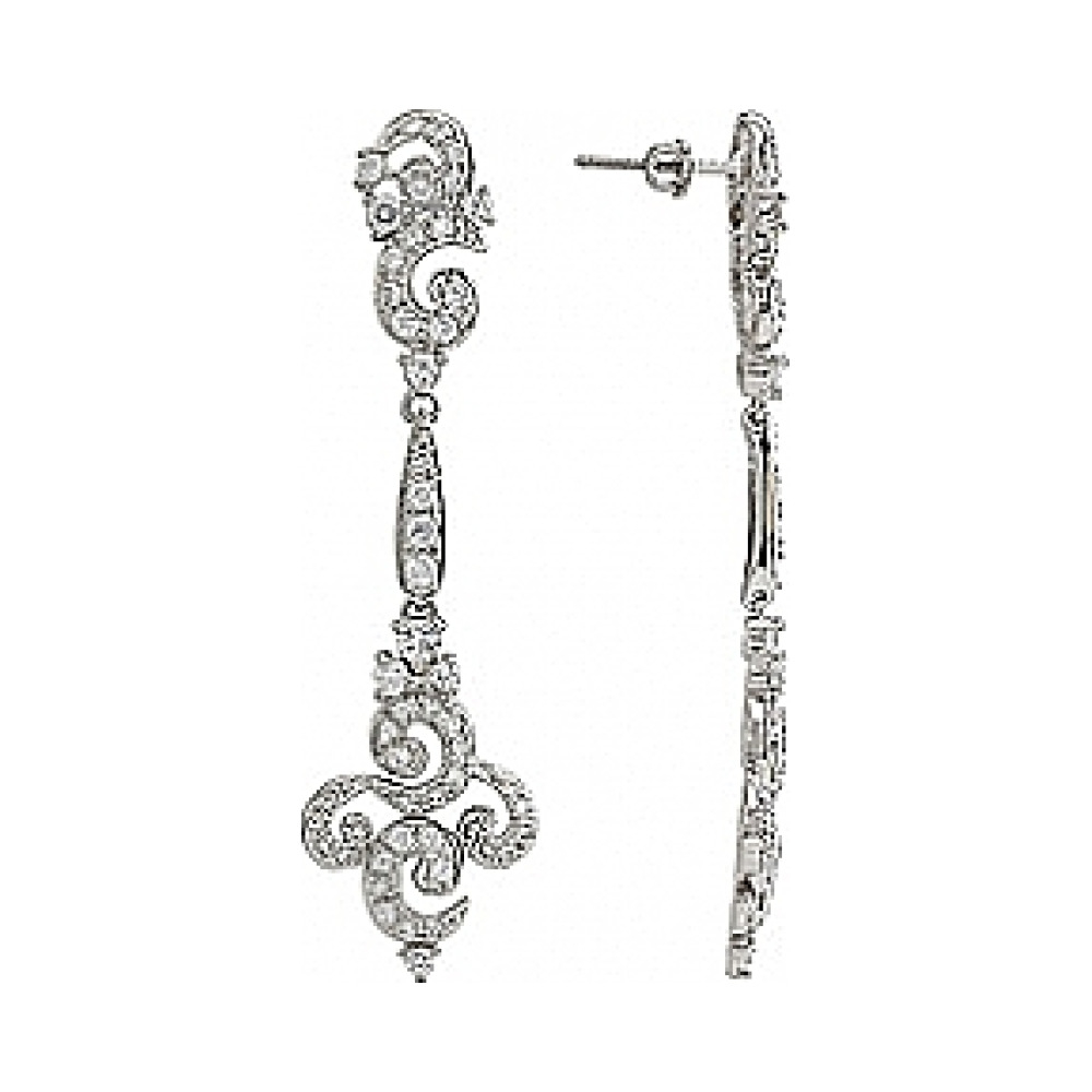 Серебряные серьги с фианитом № 80412