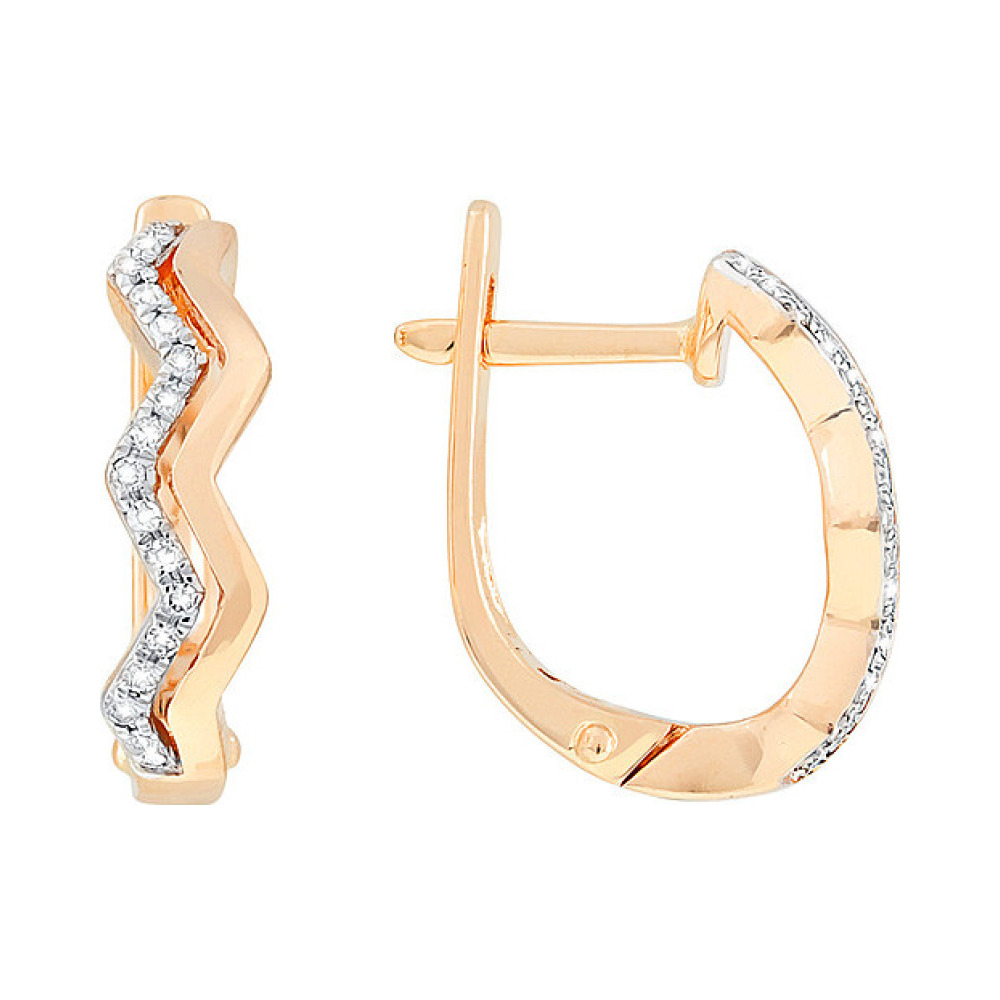 Золотые серьги с бриллиантом № 113772