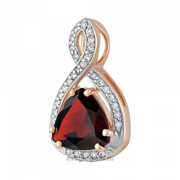 Золотая подвеска с гранатом и фианитом № 139866