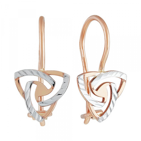 Золотые серьги без камня с алмазкой № 136903