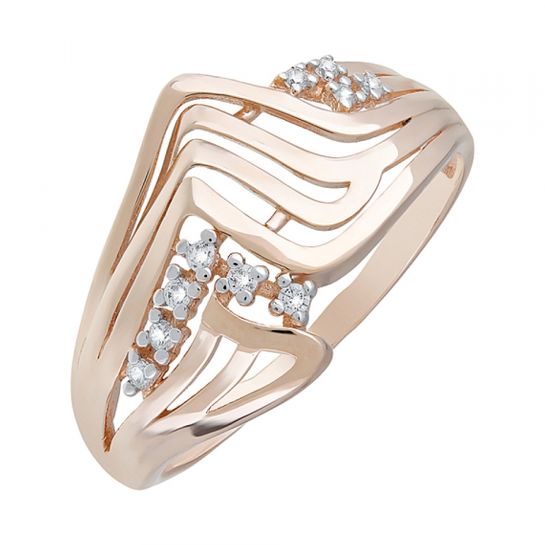 Золотое кольцо с фианитами № 126389