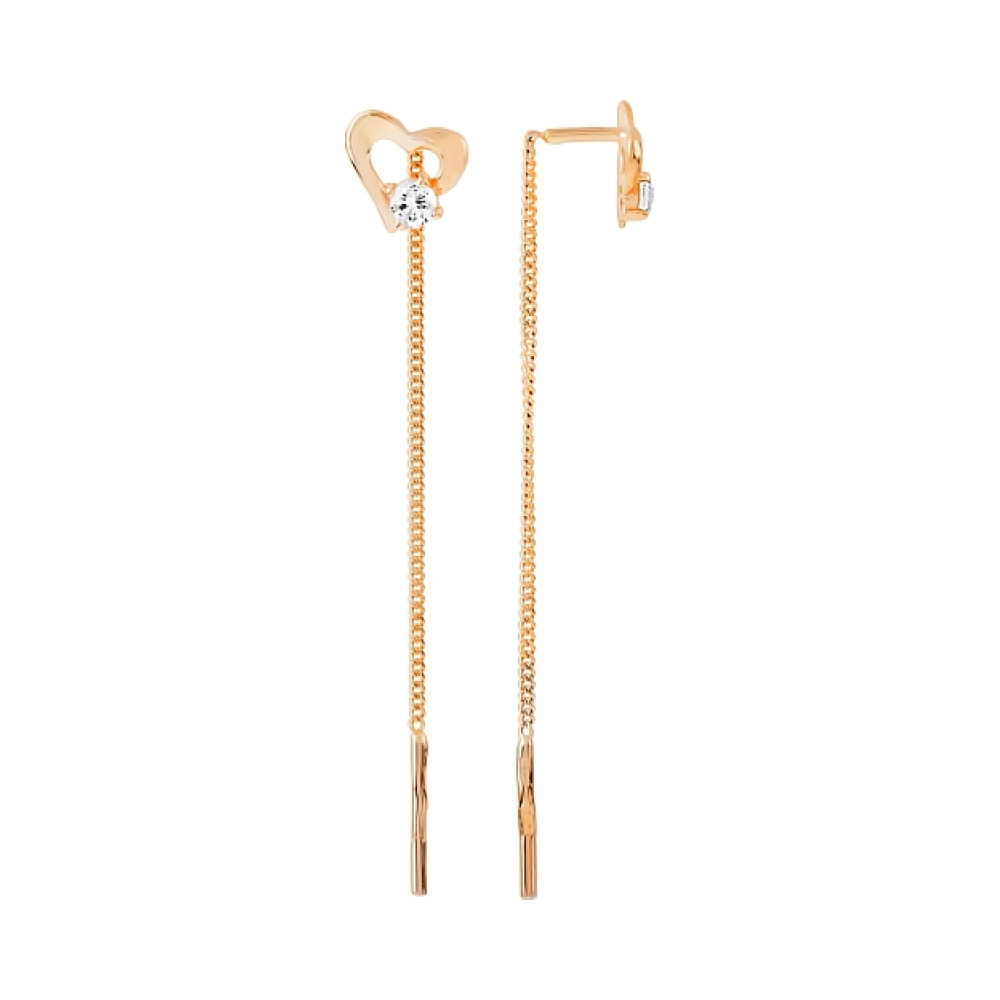 Золотые серьги с фианитом № 28420