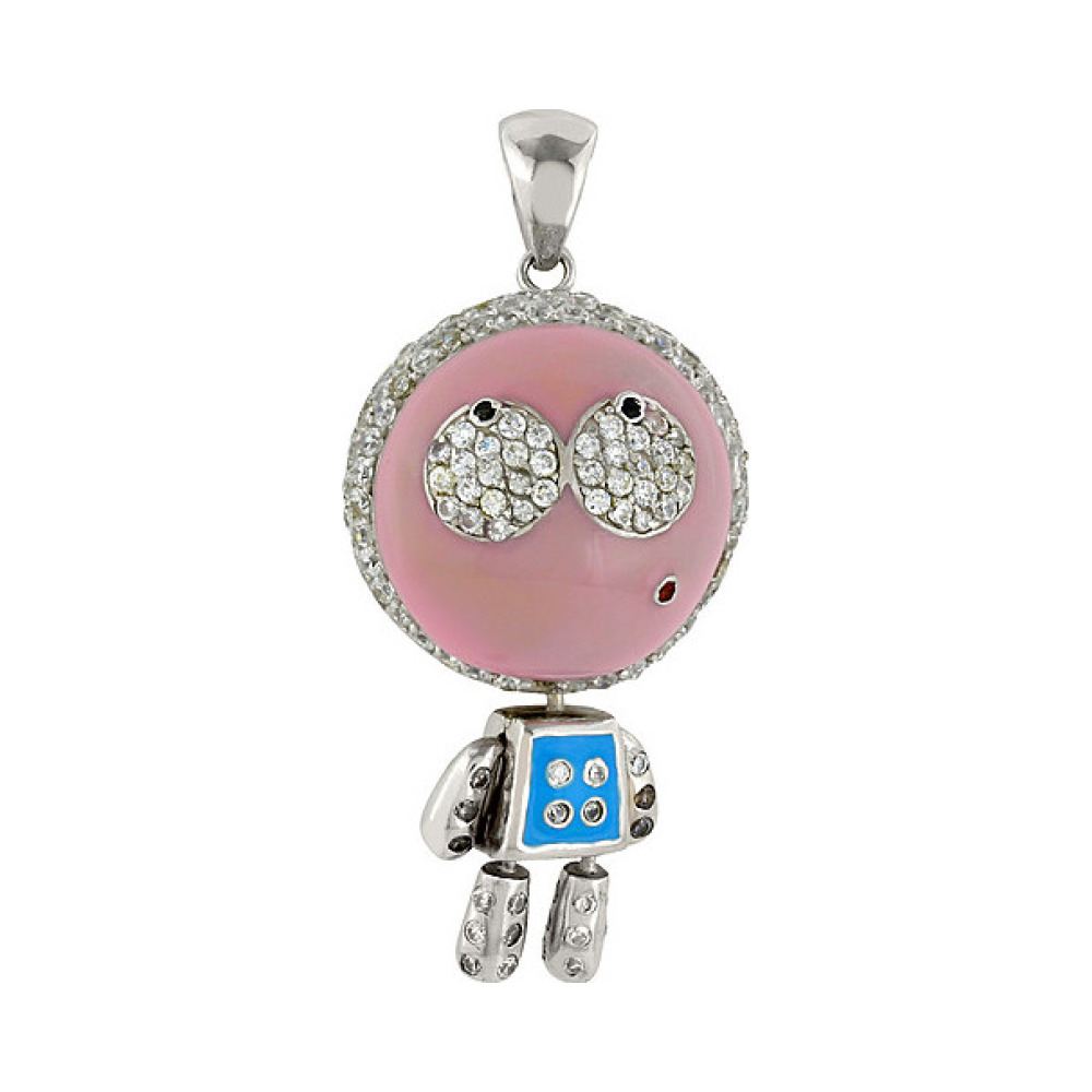 Серебряная подвеска с фианитом и имитац.рубина № 82604