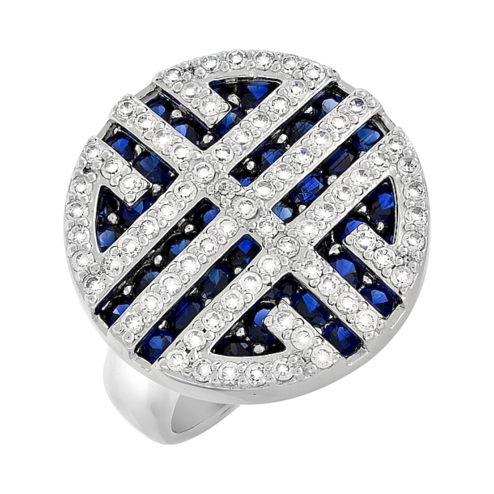 Серебряное кольцо с имитац. корунда и фианитом № 100923