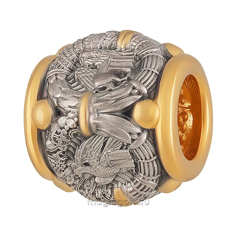 Серебряная подвеска бусина с золотым покрытием № 161330