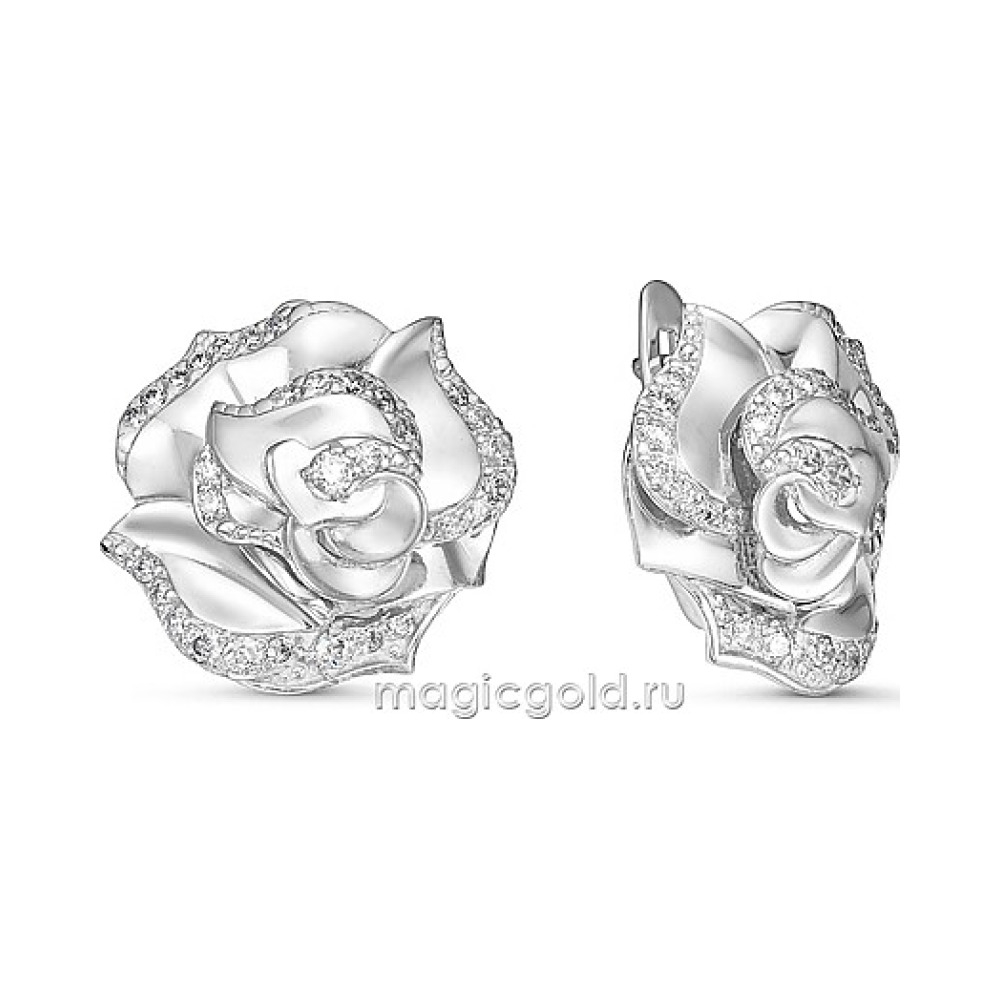 Серебряные серьги с фианитом № 161364